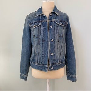 Gap Faux Shearling Distressed Jean Jacket